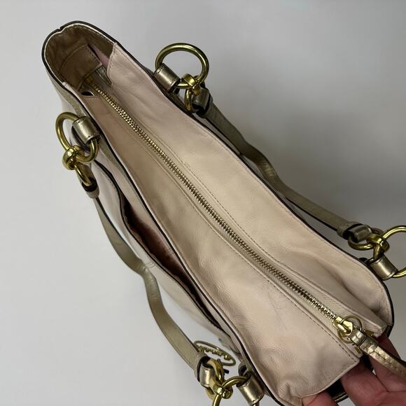 Coach Alexandra Tote Cream Leather with Gold Trim Purse Shoulder Bag Shopper - Picture 8 of 13